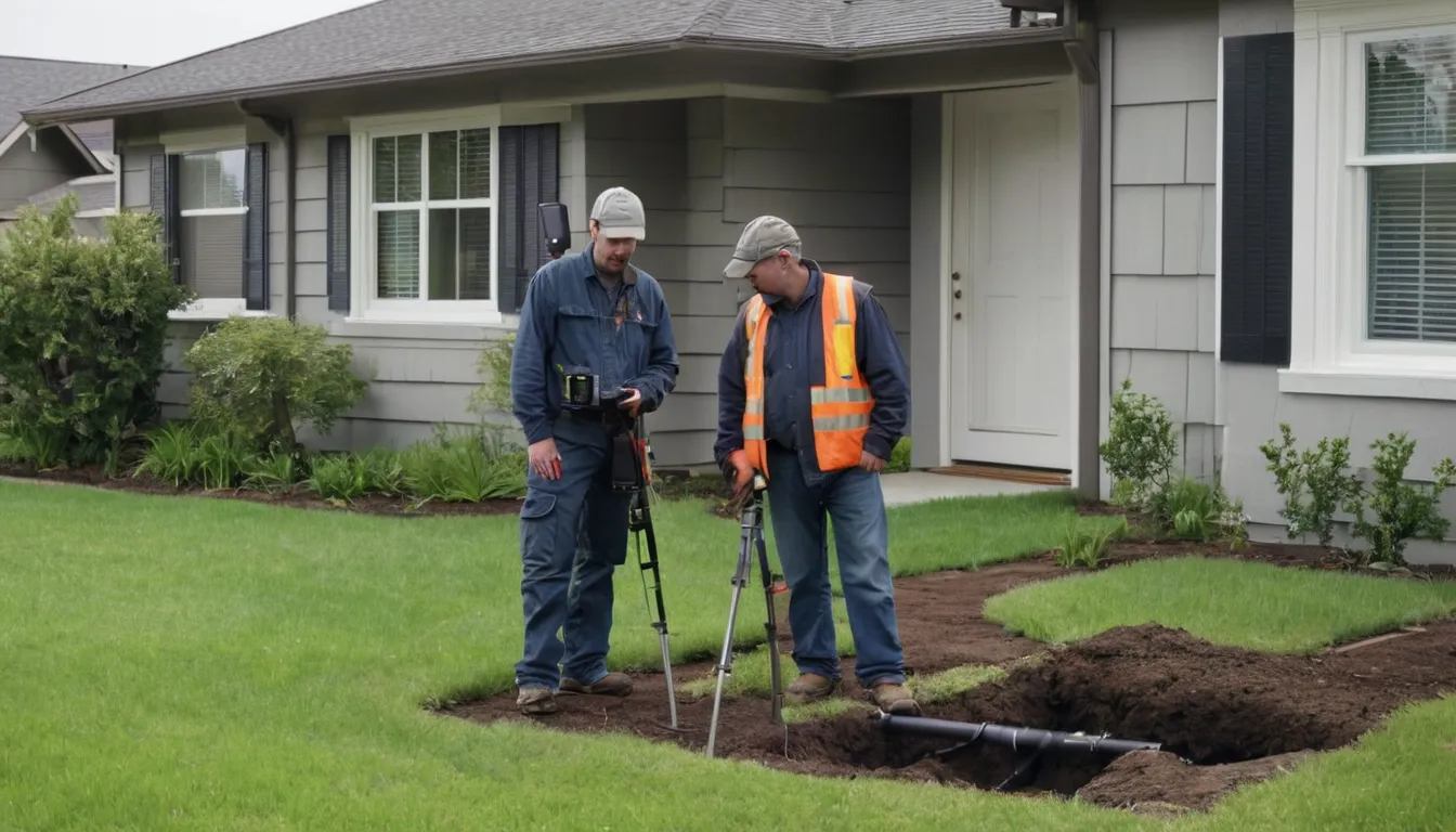 Provider crew inspecting a residential sewer line in a yard in Hammond